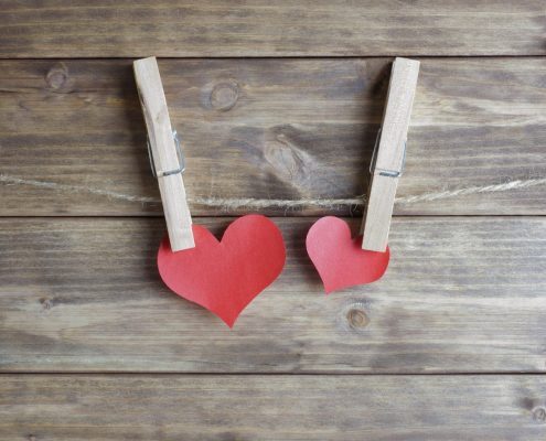 Two-Red-Paper-Hearts-Attached-to-a-Rope-with-Clothes-Pegs-Sandra-harewood-Counselling. Two-Red-Paper-Hearts-Attached-to-a-Rope-with-Clothes-Pegs-Sandra-Harewood-Counselling - Couples Counselling Norwood London