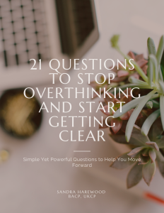 PDF Guide - 21 Questions To Stop Overthinking Cover Page - Sandra Harewood