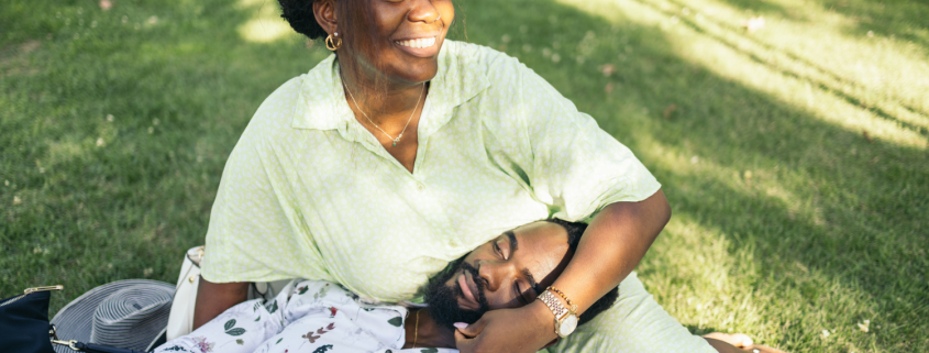 couple in love resting in the park