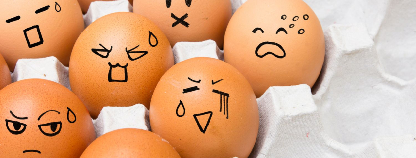 A carton of eggs, each one symbolising fragile emotions held within a relationship.