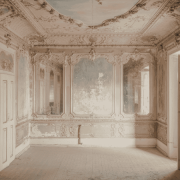 loss-of-self-in-relationships-hidden-self-crossroads Elegant interior room with ornate ceiling and mirrors symbolising loss of self in relationships, reflection, identity, and hidden aspects of the psyche at relationship crossroads.